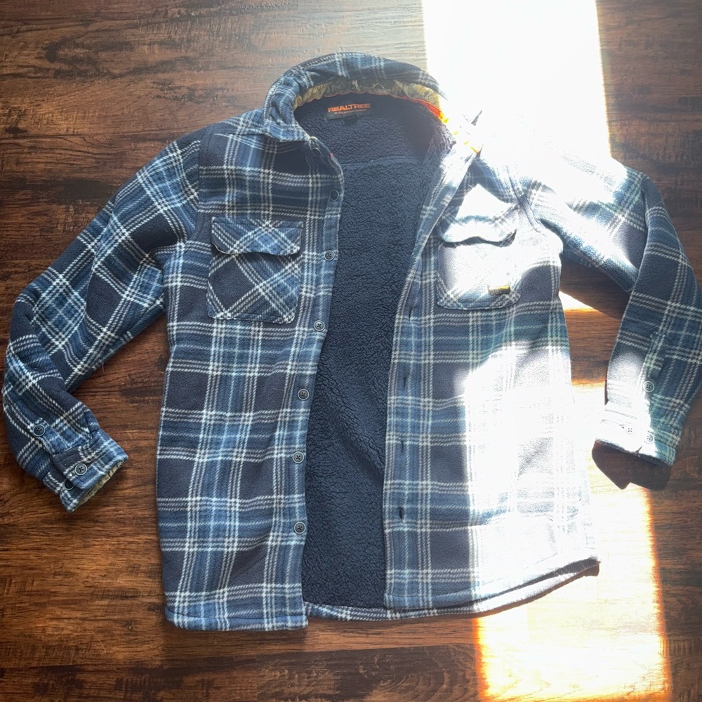 Realtree Blue and Orange Plaid Jacket